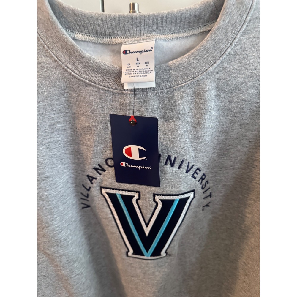 Champion Villanova University Sweatshirt Mens Large Gray Eco‎ Powerblend NWT